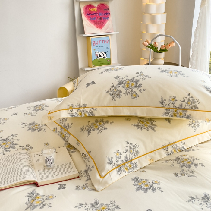 91家纺网 家纺一手货源 找家纺 铭博家纺 新款直播爆款网红全棉四件套13070印花吊边一字绣纯棉被套工艺款 清香四溢