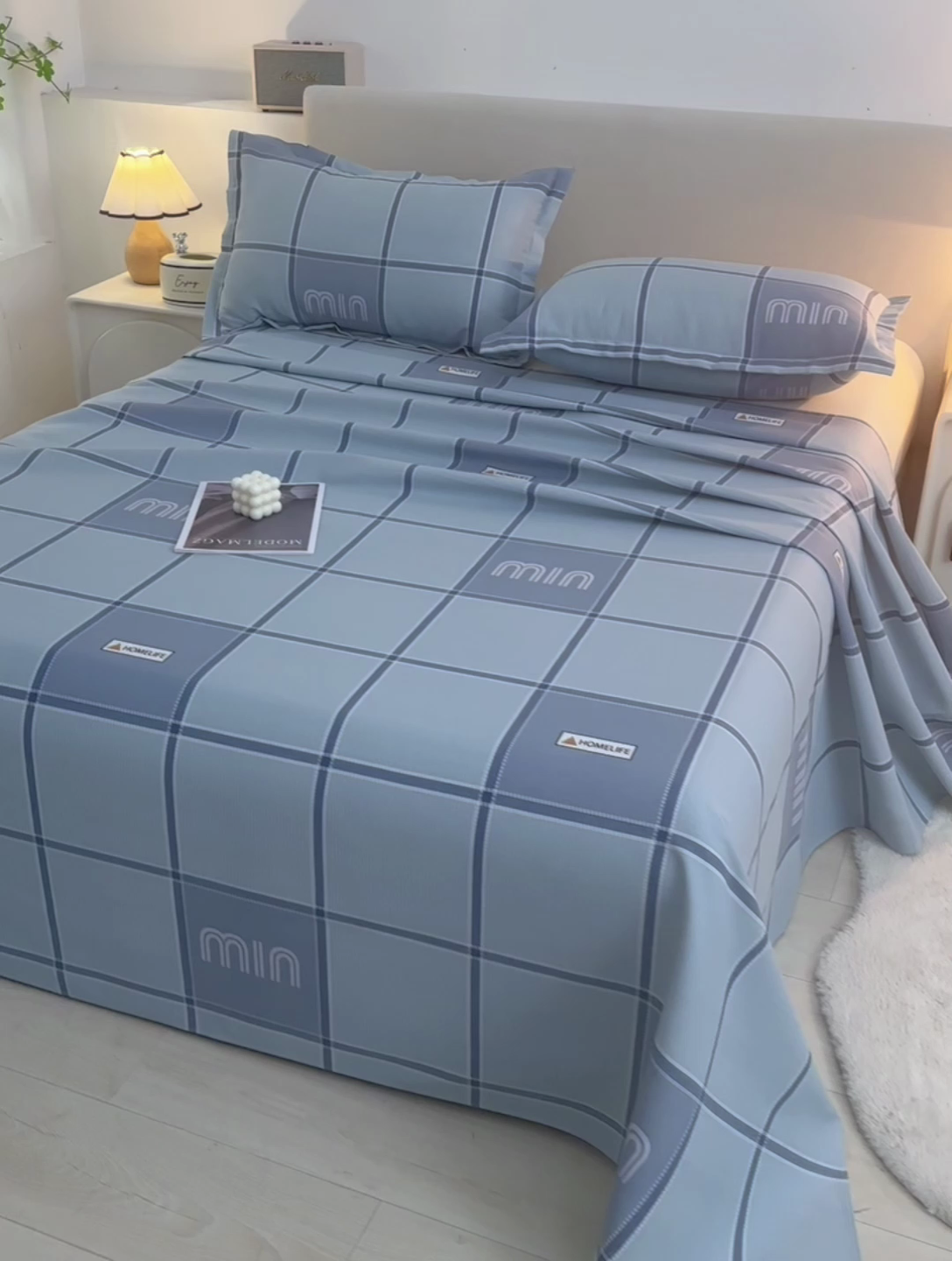 91家纺网 家纺一手货源 找家纺 润淳家居 2025新款老粗布三件套及单品 格格精致 灰