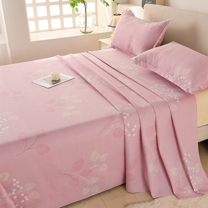 91家纺网 家纺一手货源 找家纺 润淳家居 2025新款老粗布三件套及单品 树影爱恋 粉