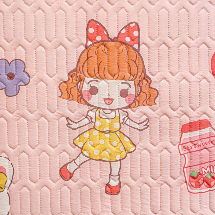 91家纺网 家纺一手货源 找家纺 富馨莱 2025新款A类凉感丝空气纤维凉席学生款 小兔姑娘