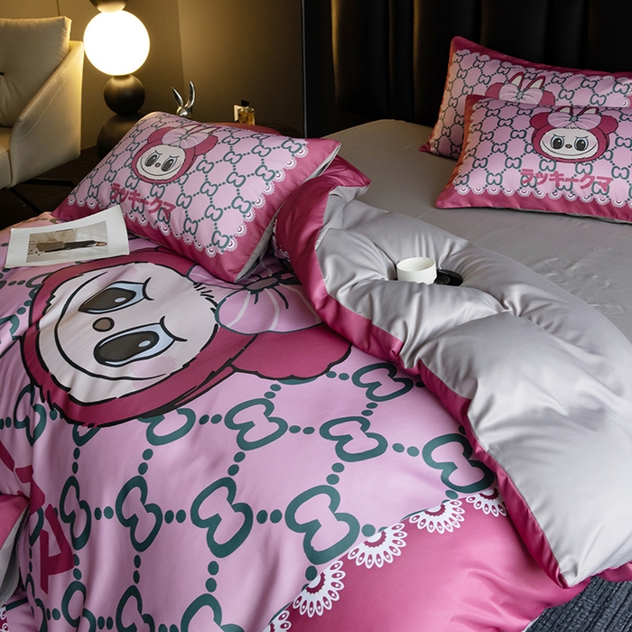 91家纺网 家纺一手货源 找家纺 2025新款水洗真丝数码印花四件套 CC兔