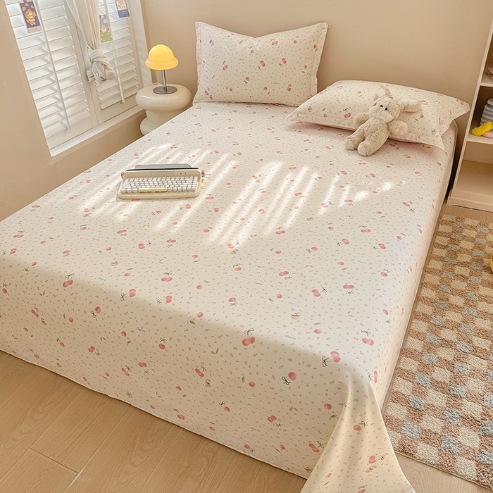 91家纺网 家纺一手货源 找家纺 绵庭家纺 2025新款12868全棉套件单品系列二单床单 樱桃甜宠