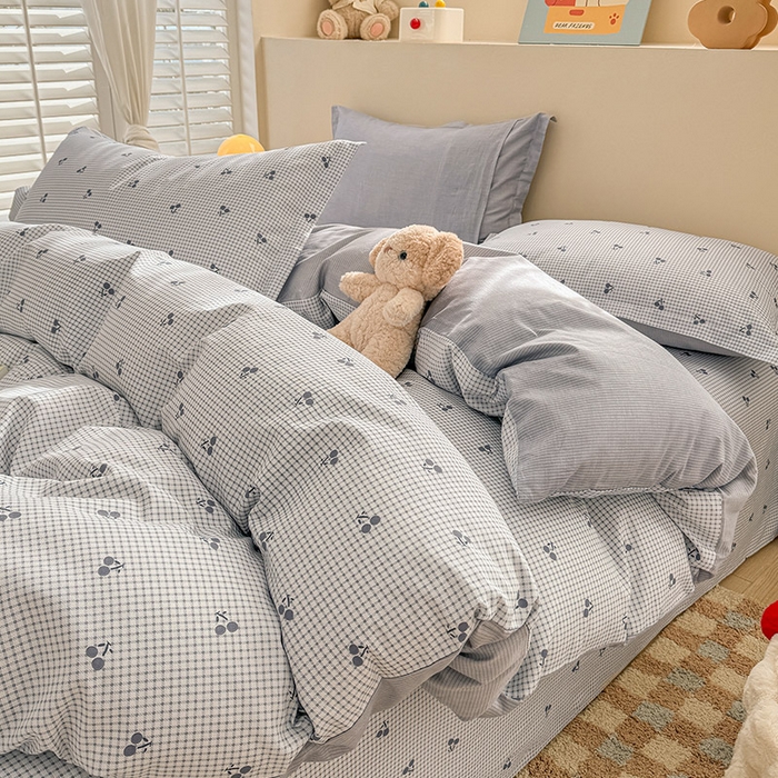 91家纺网 家纺一手货源 找家纺 绵庭家纺 2025新款12868全棉套件单品系列二四件套 樱姿-灰