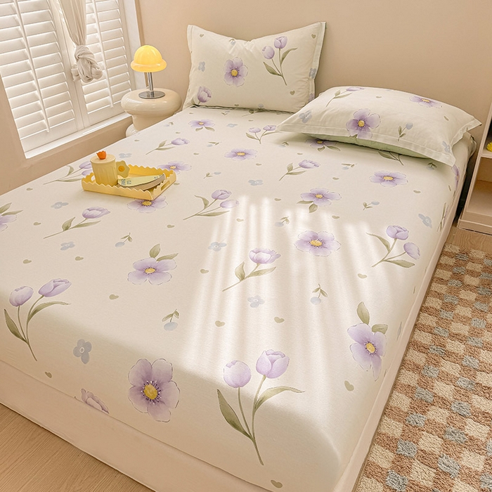 91家纺网 家纺一手货源 找家纺 2025新款12868全棉套件单品系列二单床笠 奇异花朵