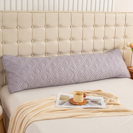 云玲时尚 2025新款三防磨毛防水夹棉双人长枕套 浅灰