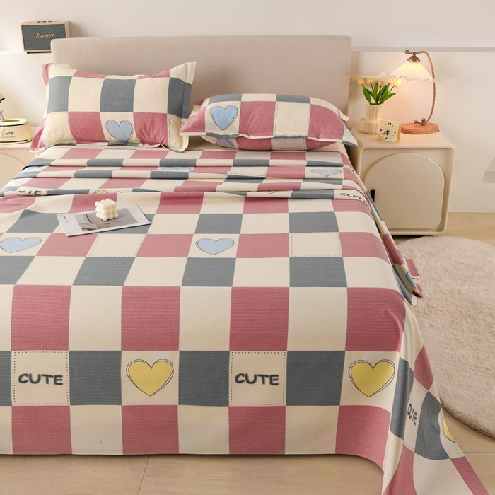 91家纺网 家纺一手货源 找家纺 润淳家居 2025新款老粗布三件套及单品 心格爱情