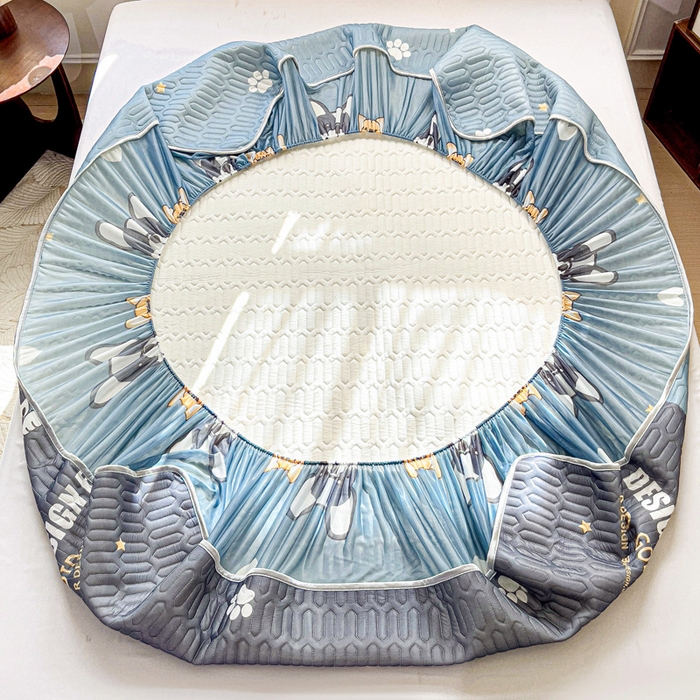 91家纺网 家纺一手货源 找家纺 富馨莱 2025新款A类凉感丝空气纤维凉席床笠款 柯基