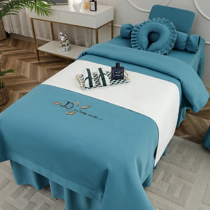 千姿坊 2025新款床罩四件套-黄金叶 深蓝