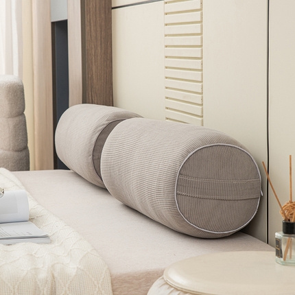 91家纺网 家纺一手货源 找家纺 美达人 2025新款灯芯绒珍珠棉糖果圆枕 灯芯绒-灰色-圆枕