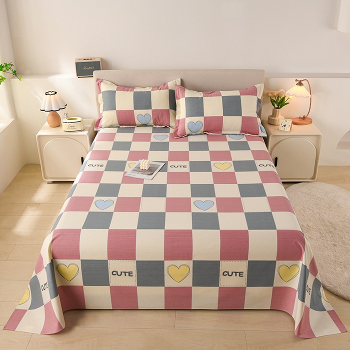 91家纺网 家纺一手货源 找家纺 润淳家居 2025新款老粗布三件套及单品 心格爱情