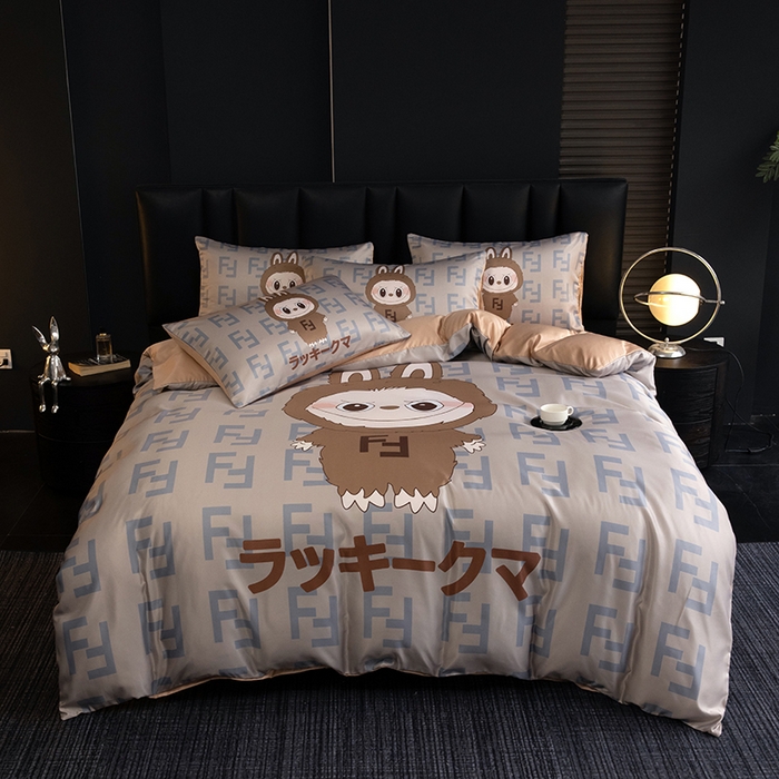 91家纺网 家纺一手货源 找家纺 2025新款水洗真丝数码印花四件套 咔咔兔