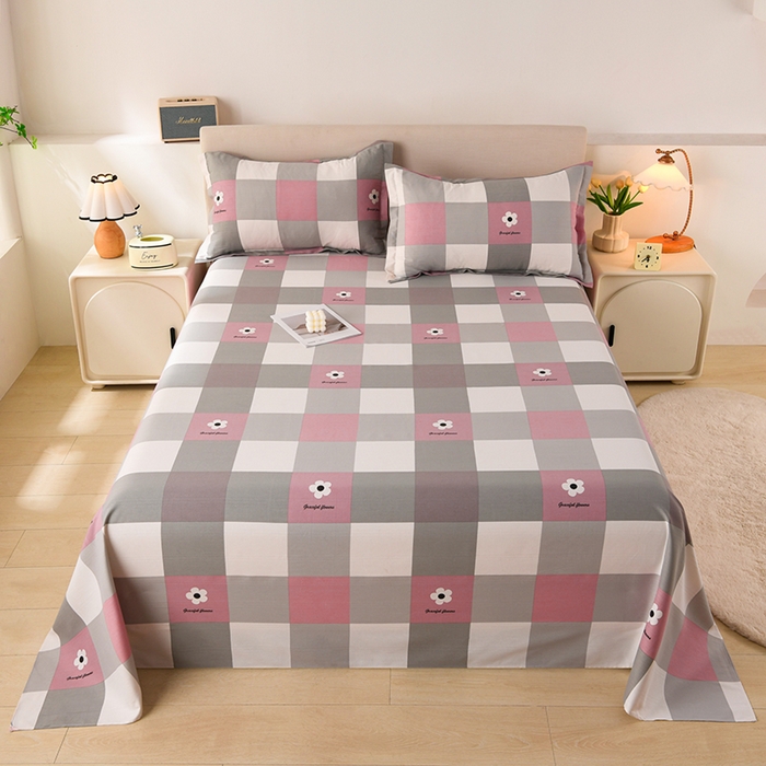 91家纺网 家纺一手货源 找家纺 润淳家居 2025新款老粗布三件套及单品 花格情 粉