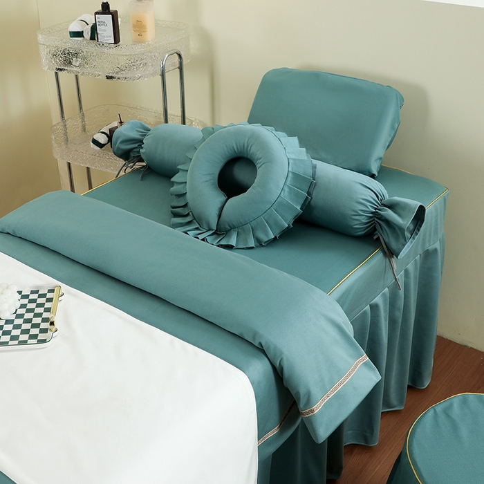 91家纺网 家纺一手货源 找家纺 千姿坊 2025新款床罩四件套-倾城 倾城-孔雀绿