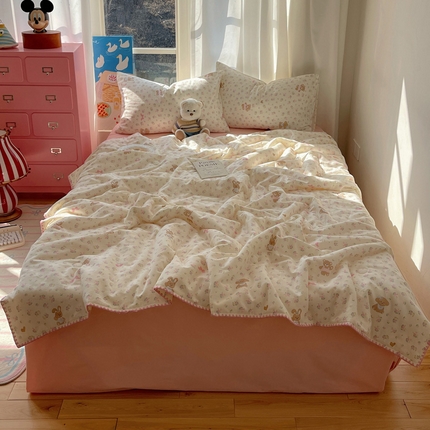 一加一 2025A类全棉有氧双层纱印花夏被 趴趴花园