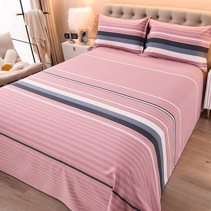 91家纺网 家纺一手货源 找家纺 润淳家居 2025新款老粗布三件套及单品 条纹情怀 豆沙