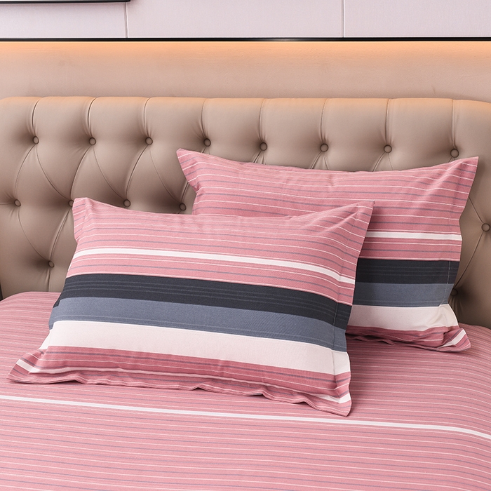 91家纺网 家纺一手货源 找家纺 润淳家居 2025新款老粗布三件套及单品 条纹情怀 豆沙