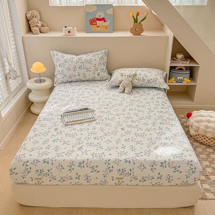 91家纺网 家纺一手货源 找家纺 2025新款12868全棉套件单品系列二单床笠 温暖思绪