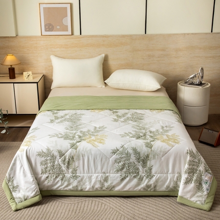 91家纺网 家纺一手货源 找家纺 大世界被王  2025新款亲肤舒适佰花锦夏被夏凉被空调被 绿野