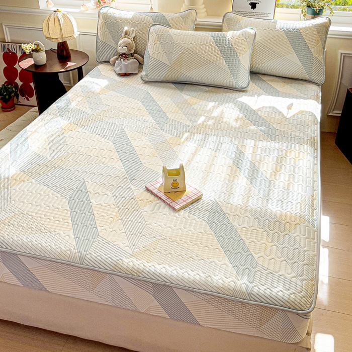 91家纺网 家纺一手货源 找家纺 富馨莱 2025新款A类凉感丝空气纤维凉席床笠款 简约