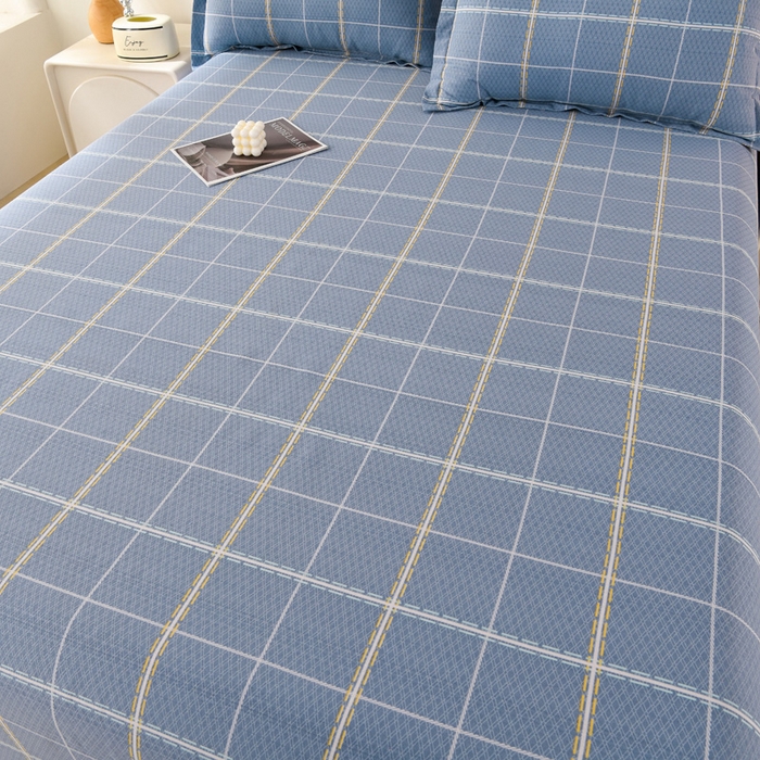 91家纺网 家纺一手货源 找家纺 润淳家居 2025新款老粗布三件套及单品 浪漫格 蓝