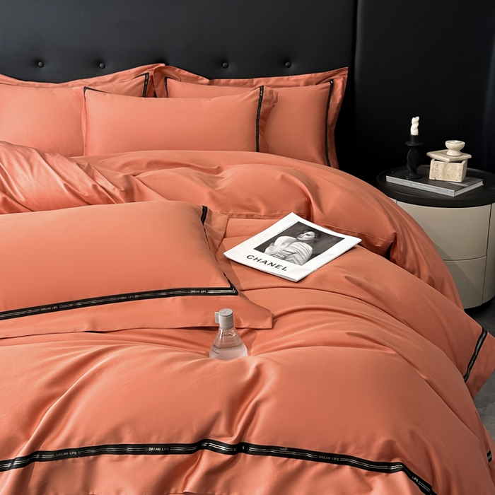 91家纺网 家纺一手货源 找家纺 （总）魅都 2025新款100s长绒棉简约织带轻奢风四件套-罗伊