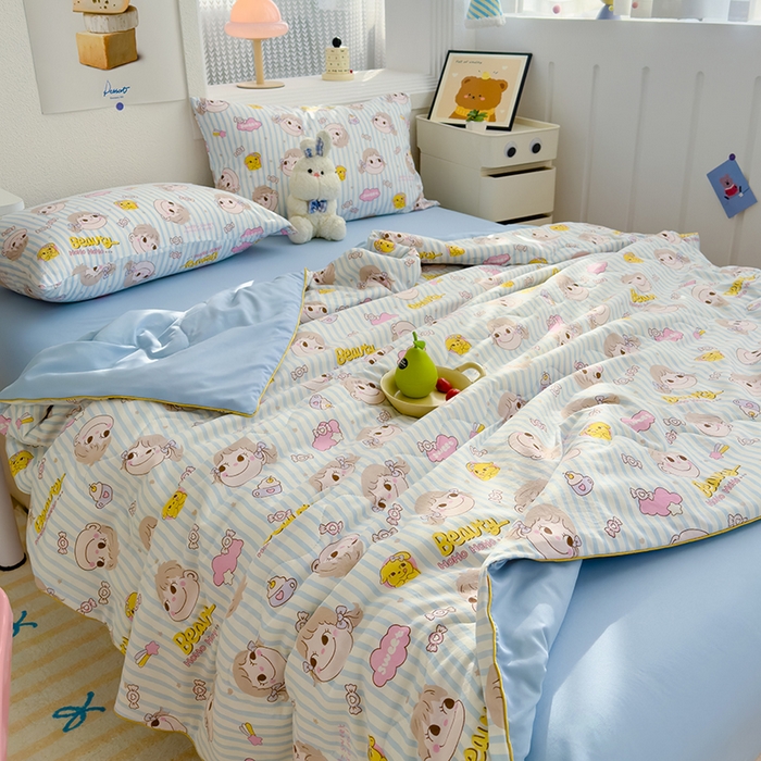 91家纺网 家纺一手货源 找家纺 太阳树家纺 2025新款A类母婴级双层纱大豆被大豆纤维夏被 不二家