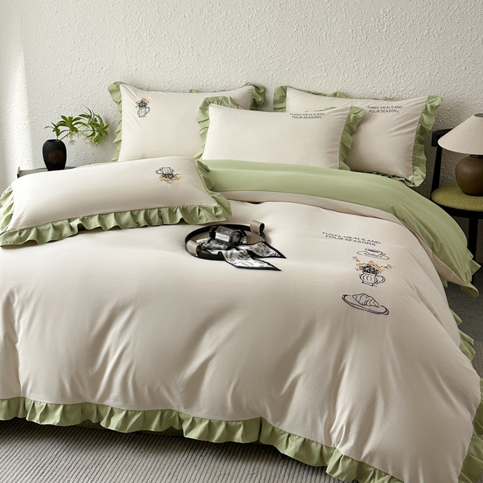 91家纺网 家纺一手货源 找家纺 （总）汣沐生活 2025新款亲肤绣花花边四件套