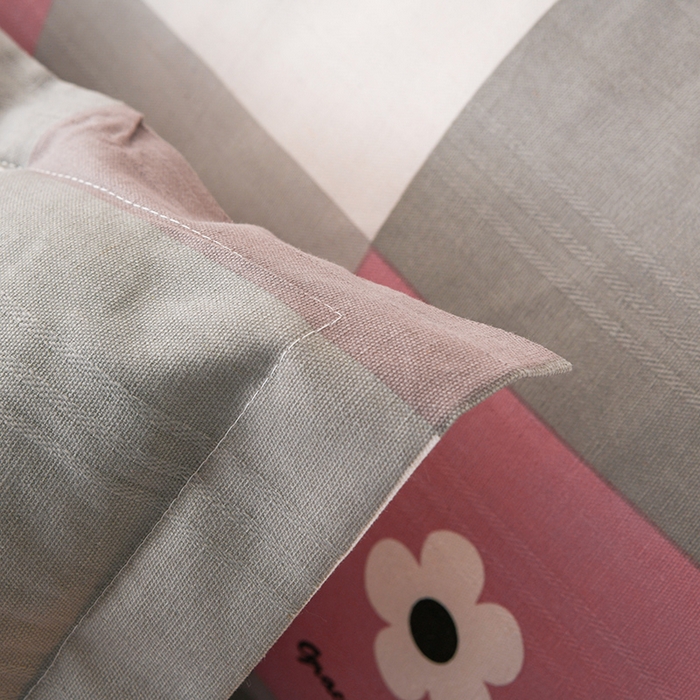 91家纺网 家纺一手货源 找家纺 润淳家居 2025新款老粗布三件套及单品 花格情 粉