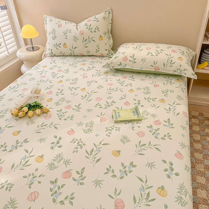 91家纺网 家纺一手货源 找家纺 2025新款12868全棉套件单品系列二单床笠 轻婉花语