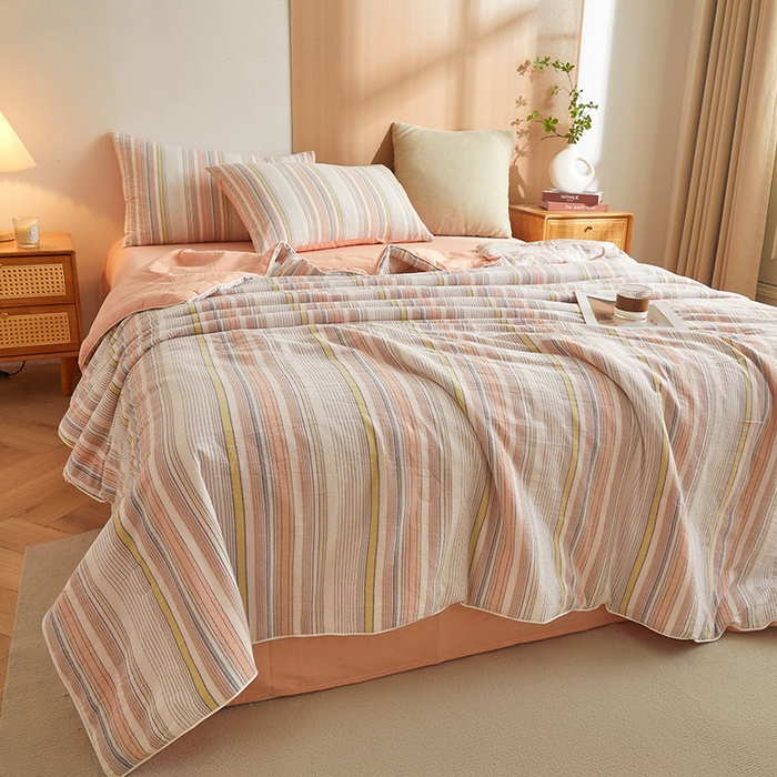 91家纺网 家纺一手货源 找家纺 金喜2025 全棉夏被四件套新疆棉花被全棉床单床笠春秋被-棉花被四件套系列 西蒙粉