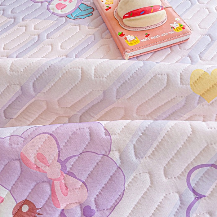 91家纺网 家纺一手货源 找家纺 富馨莱 2025新款A类凉感丝空气纤维凉席学生款 菲菲兔-紫