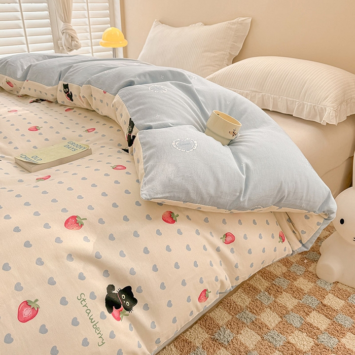 91家纺网 家纺一手货源 找家纺 绵庭家纺 2025新款12868全棉套件单品系列二单被套 甜心蜜趣