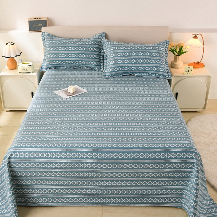 91家纺网 家纺一手货源 找家纺 润淳家居 2025新款老粗布三件套及单品 花条时尚 蓝