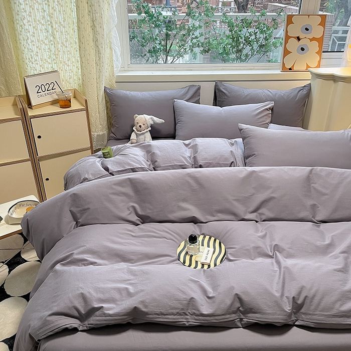 91家纺网 家纺一手货源 找家纺 卡巴伦家纺 2025新款40支纯棉A类水洗棉四件套风格2 水晶灰