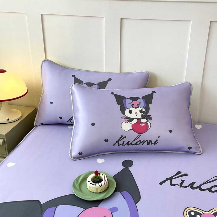 91家纺网 家纺一手货源 找家纺 米帛家纺 2025新款大版三丽鸥碳光冰丝软凉席床笠款 樱桃酷洛米