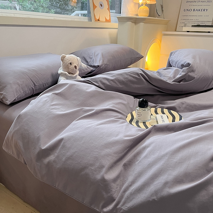 91家纺网 家纺一手货源 找家纺 卡巴伦家纺 2025新款40支纯棉A类水洗棉四件套风格2 水晶灰