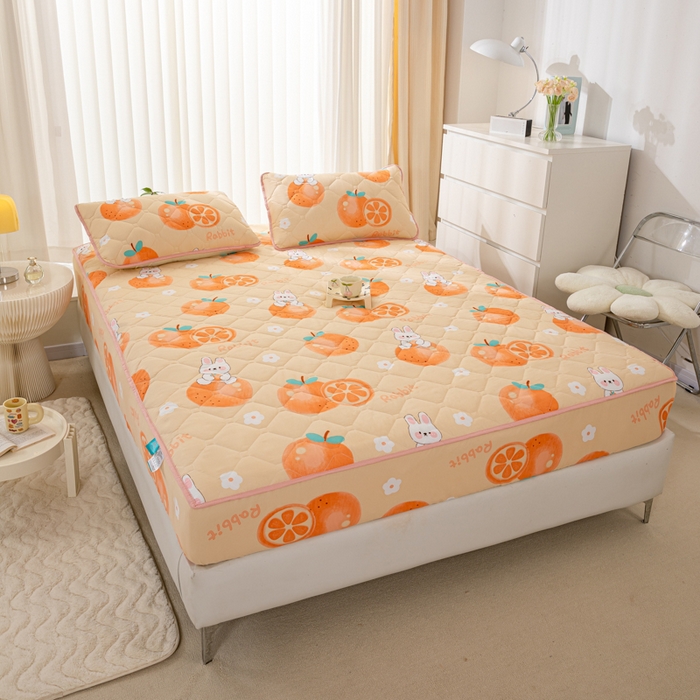 91家纺网 家纺一手货源 找家纺 云玲时尚 2025新款三防磨毛防水夹棉单人枕套 蜜橙兔