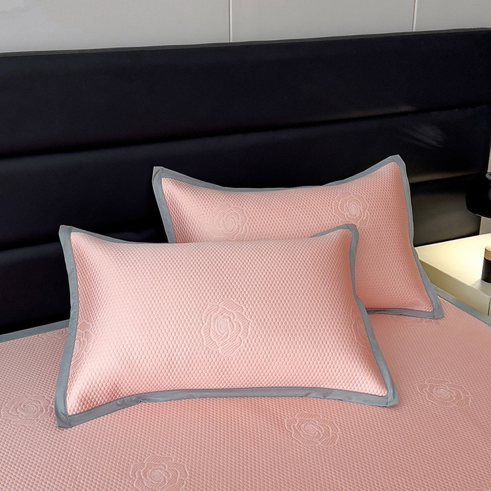 91家纺网 家纺一手货源 找家纺 欧邦 2025新款A类3D立体提花冰豆豆凉席 冰豆豆-粉玉