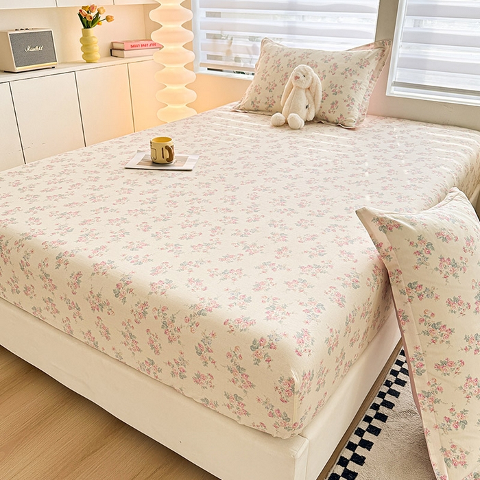 91家纺网 家纺一手货源 找家纺 2025新款12868全棉套件单品系列二单床笠 若薇