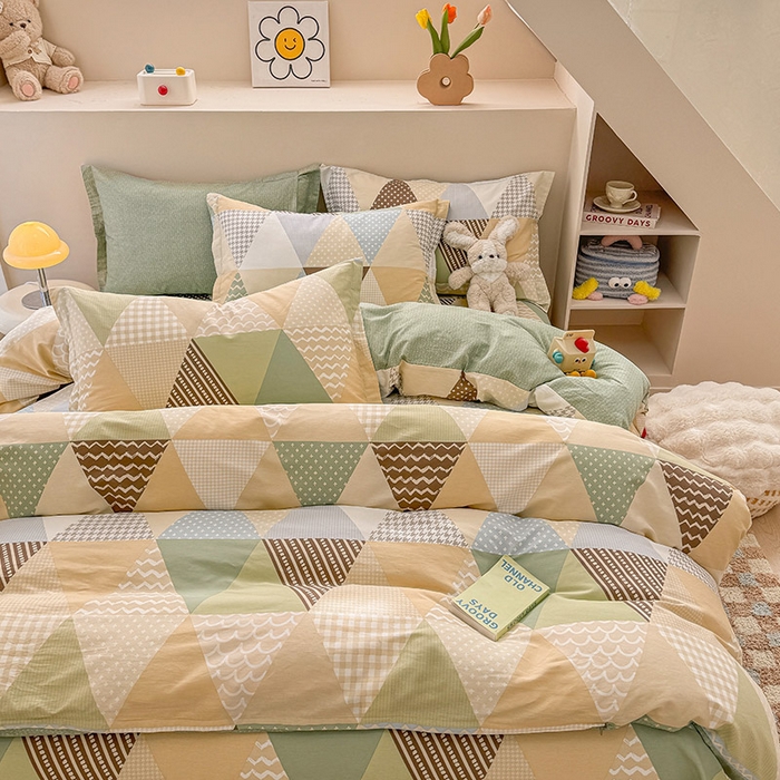 91家纺网 家纺一手货源 找家纺 绵庭家纺 2025新款12868全棉套件单品系列二四件套 云峰-绿