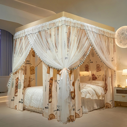 锦逸家居 2025新款四季款三开门落地床幔蚊帐 幻城-早安宝贝