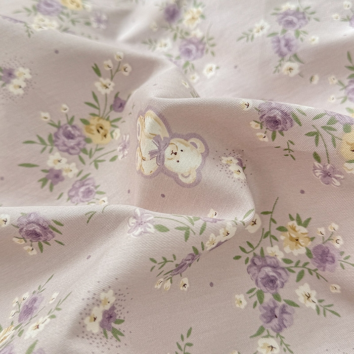 91家纺网 家纺一手货源 找家纺 绵庭家纺 2025新款12868全棉套件单品系列二单床单 雅园漫游-紫