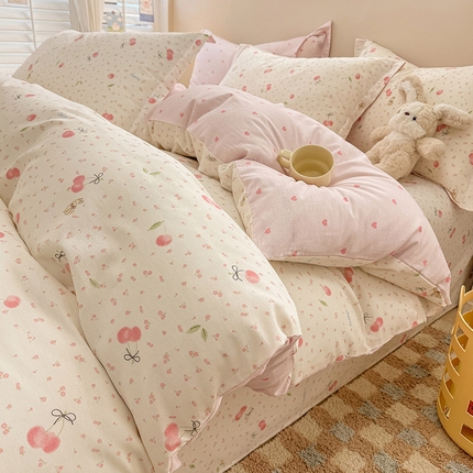 91家纺网 家纺一手货源 找家纺 绵庭家纺 2025新款12868全棉套件单品系列二四件套 樱桃甜宠