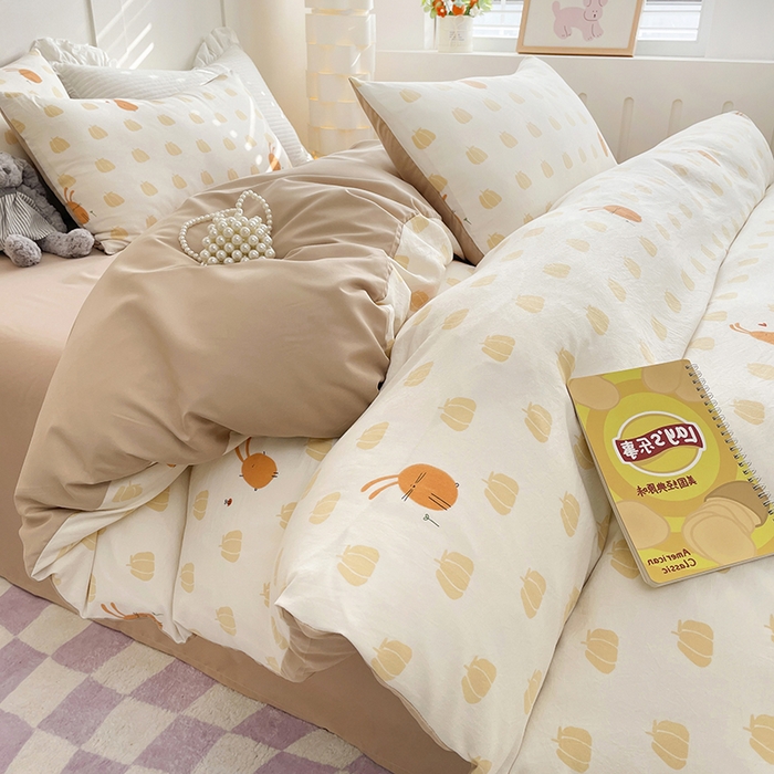 91家纺网 家纺一手货源 找家纺 汣沐生活 2025新款针织棉印花款四件套 小圆满