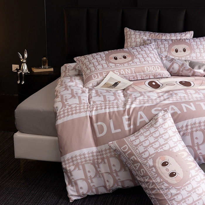 91家纺网 家纺一手货源 找家纺 2025新款水洗真丝数码印花四件套 萌萌兔