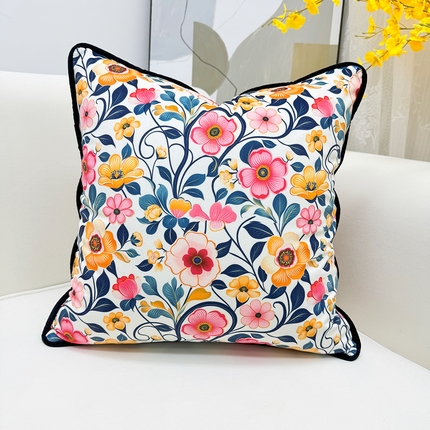 91家纺网 家纺一手货源 找家纺 （总）爱家居 2025新款抱枕沙发新中式靠垫轻奢高级感靠枕床头大靠背正方形抱枕套卡通花卉