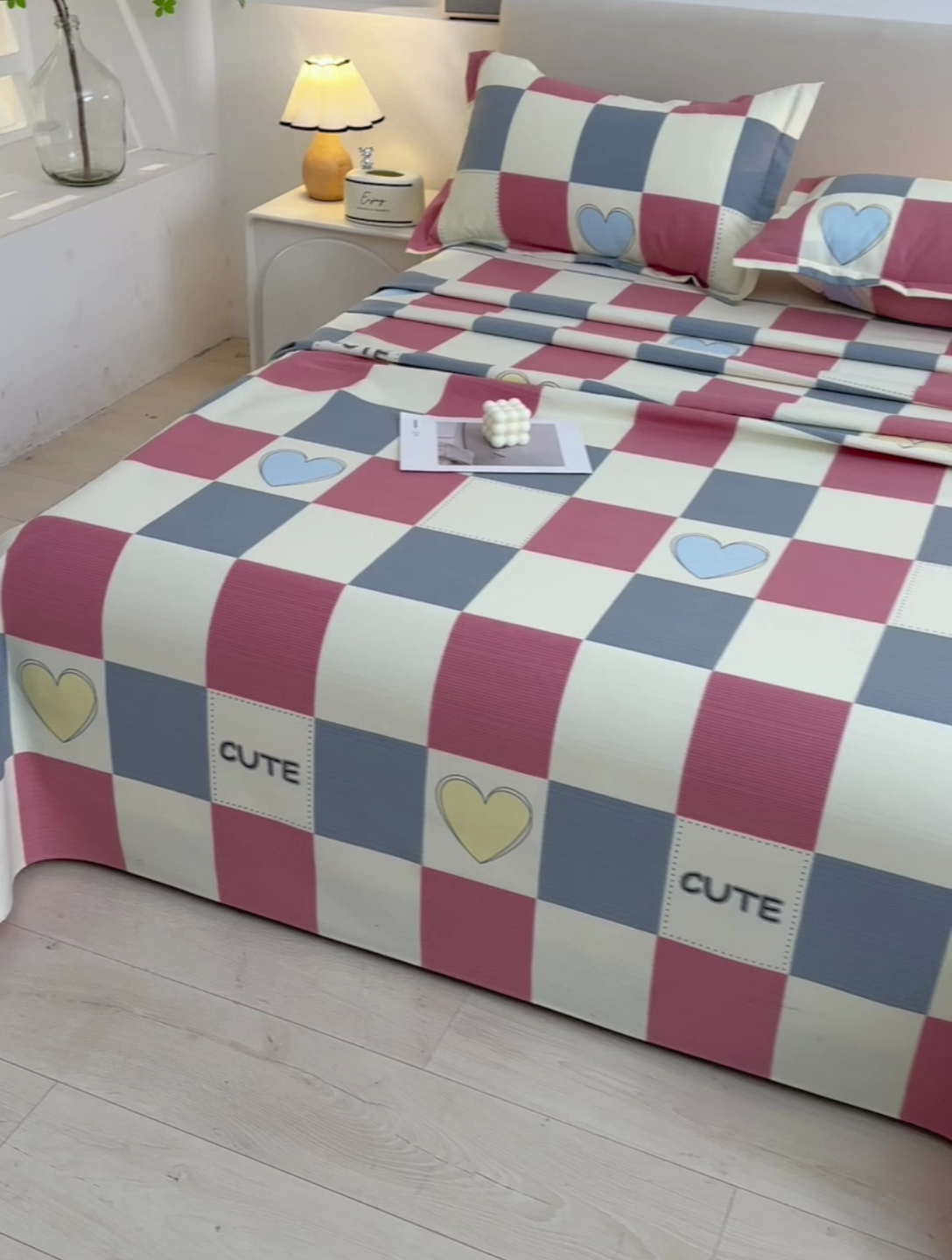 91家纺网 家纺一手货源 找家纺 润淳家居 2025新款老粗布三件套及单品 心格爱情