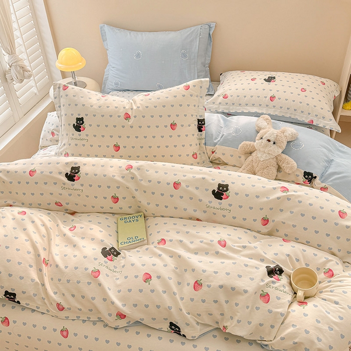 91家纺网 家纺一手货源 找家纺 绵庭家纺 2025新款12868全棉套件单品系列二四件套 甜心蜜趣