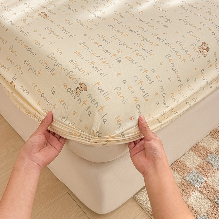 91家纺网 家纺一手货源 找家纺 2025新款12868全棉套件单品系列二单床笠 旺仔派