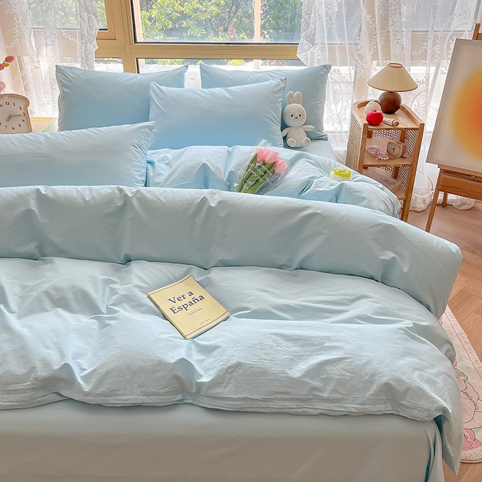 91家纺网 家纺一手货源 找家纺 卡巴伦家纺  2025新款40支纯棉A类水洗棉四件套风格1 晨雾兰